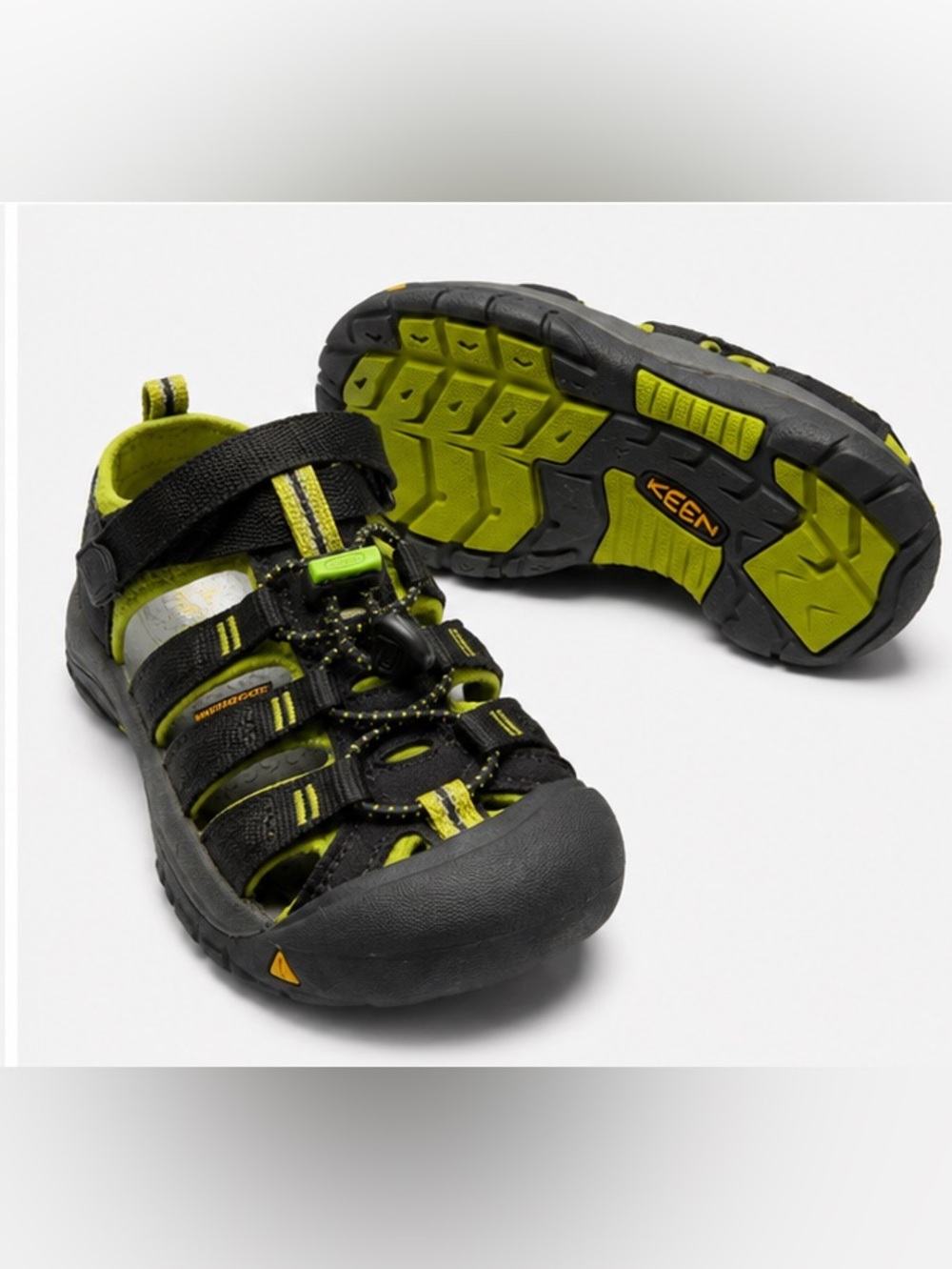 Keen Kids Black and Lime Green Closed-Toe Outdoor Sandals